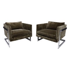 Milo Baughman T-Back Frame Chairs in Kelly Wearstler Velvet