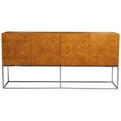 Milo Baughman, Tall Burl Wood Credenza