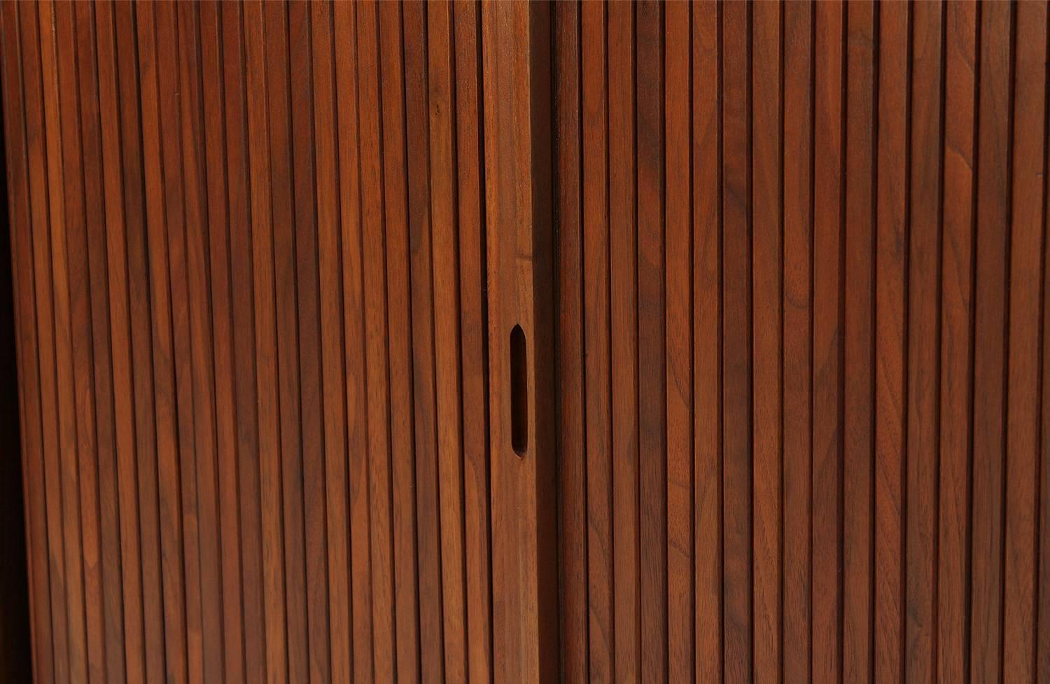 Wood Milo Baughman Tambour-Door Cabinet for Glenn of California