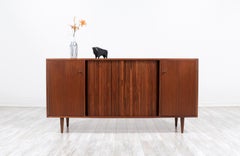 Milo Baughman Tambour-Door Credenza with Colored Drawers for Glenn of California