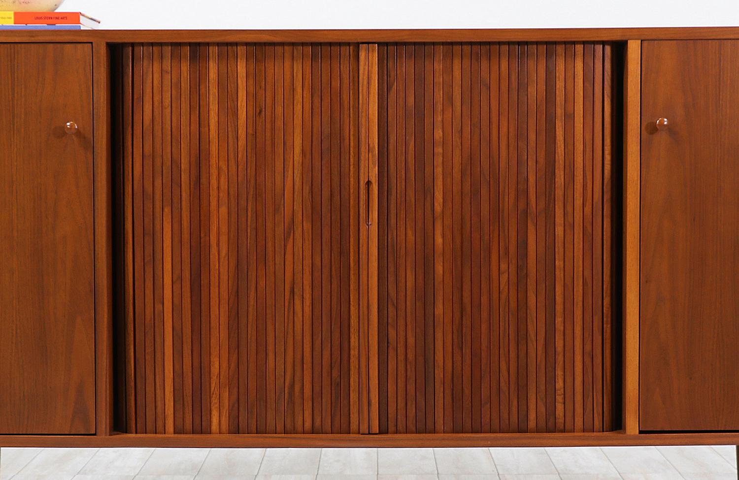 Milo Baughman Tambour-Door Credenza with Lacquered Drawers for Glenn of Cal. 5