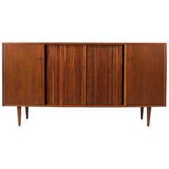 Milo Baughman Tambour-Door Credenza with Lacquered Drawers for Glenn of Cal.