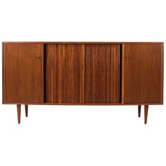 Vintage Milo Baughman Tambour-Door Credenza with Lacquered Drawers for Glenn of Cal.