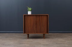 Expertly Restored - Milo Baughman Tambour-Door Walnut Cabinet Colored Drawers