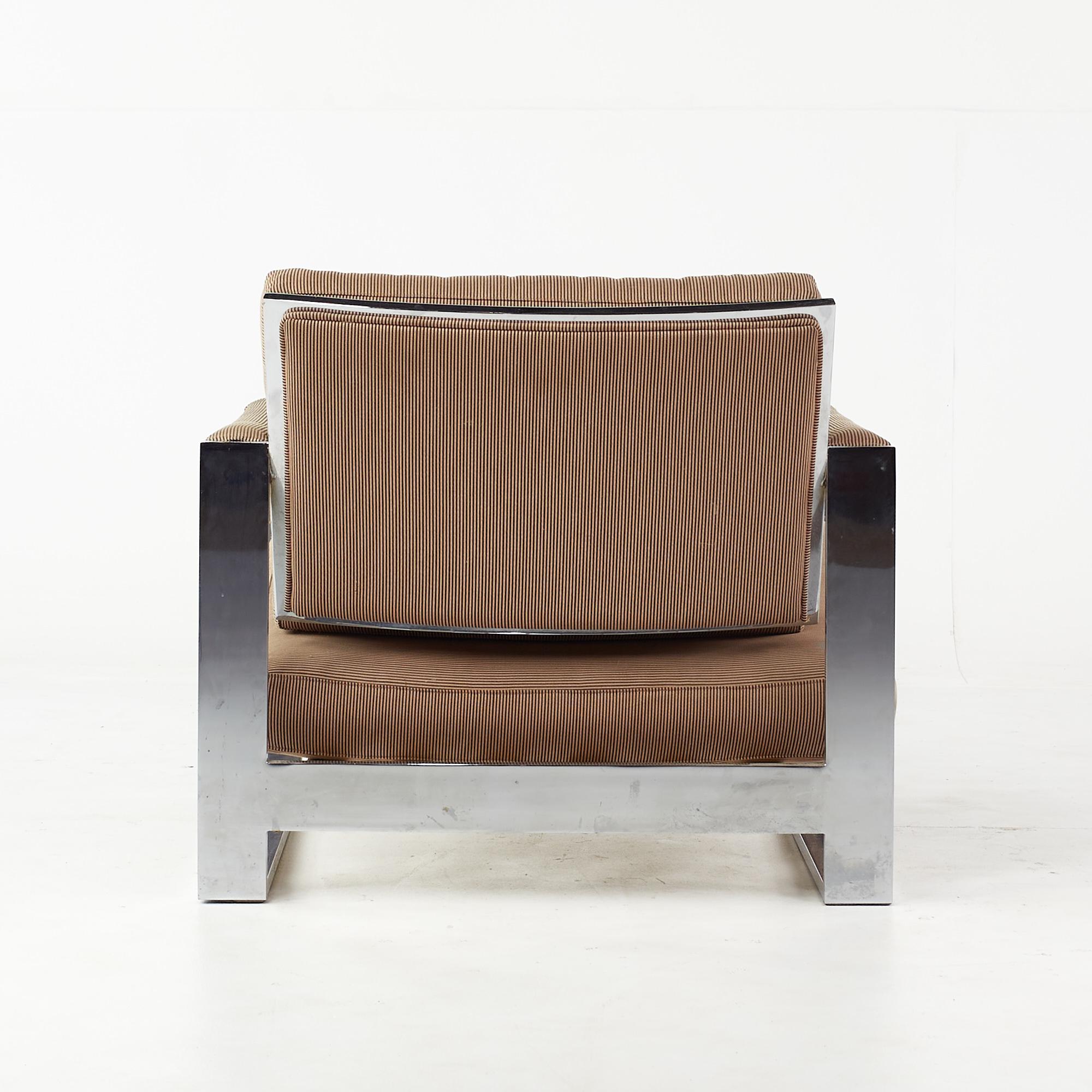 Milo Baughman Tank Chrome Flat Bar Lounge Chair In Good Condition In Countryside, IL