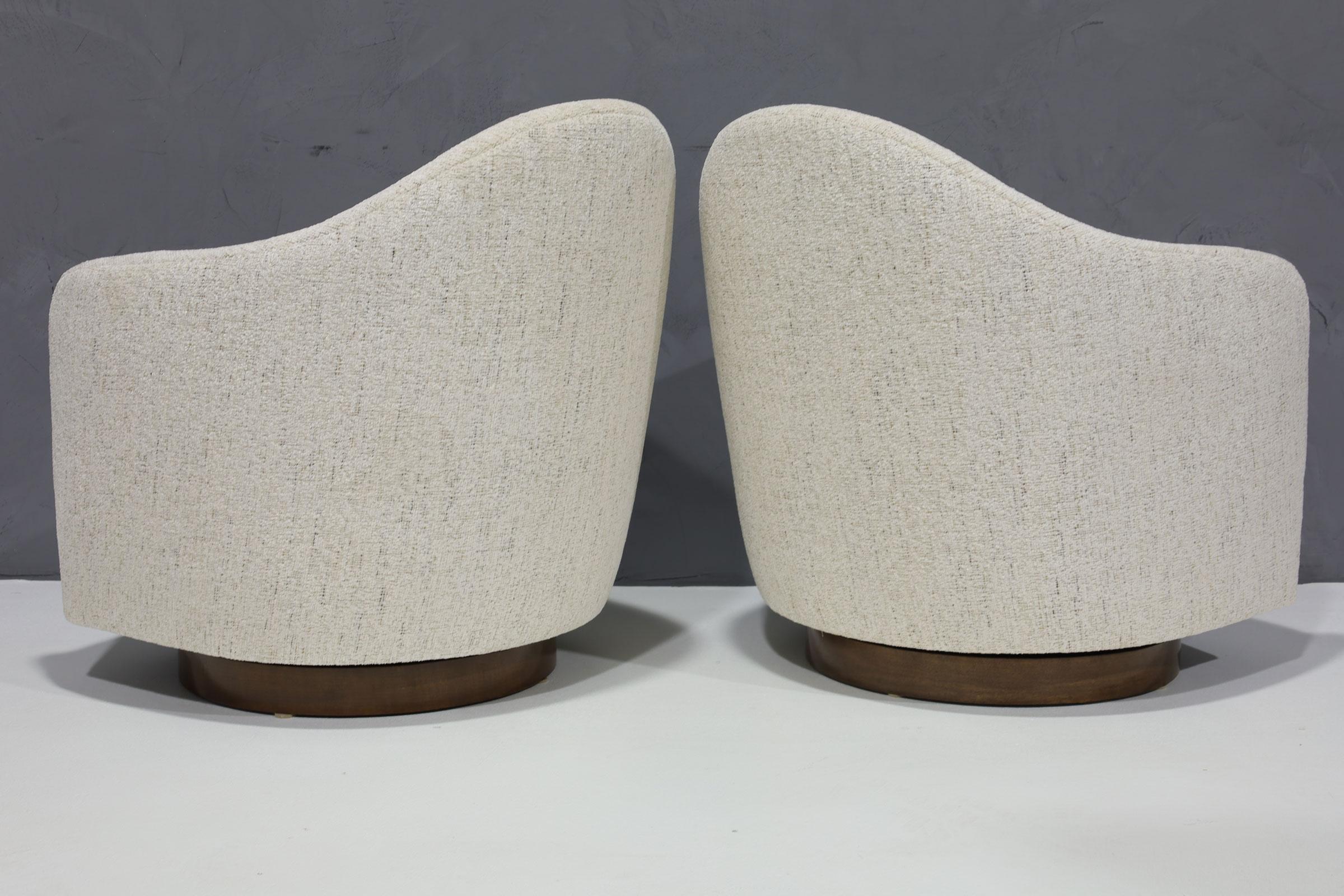 Milo Baughman Teardrop Tilt/Swivels with Plush Chenille Upholstery In Excellent Condition In Dallas, TX
