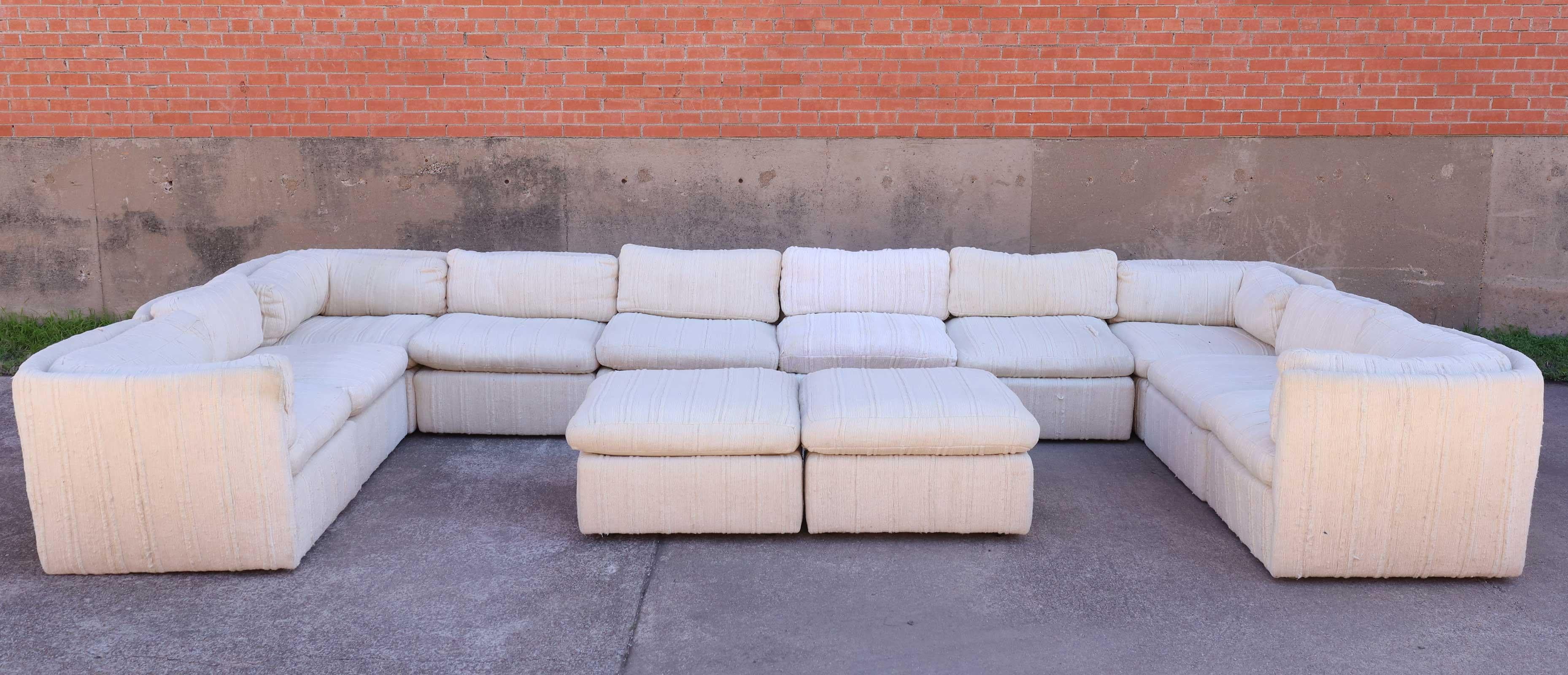 20ième siècle Milo Baughman Thayer Coggin Canapé sectionnel 12 pièces à dossier festonné en vente