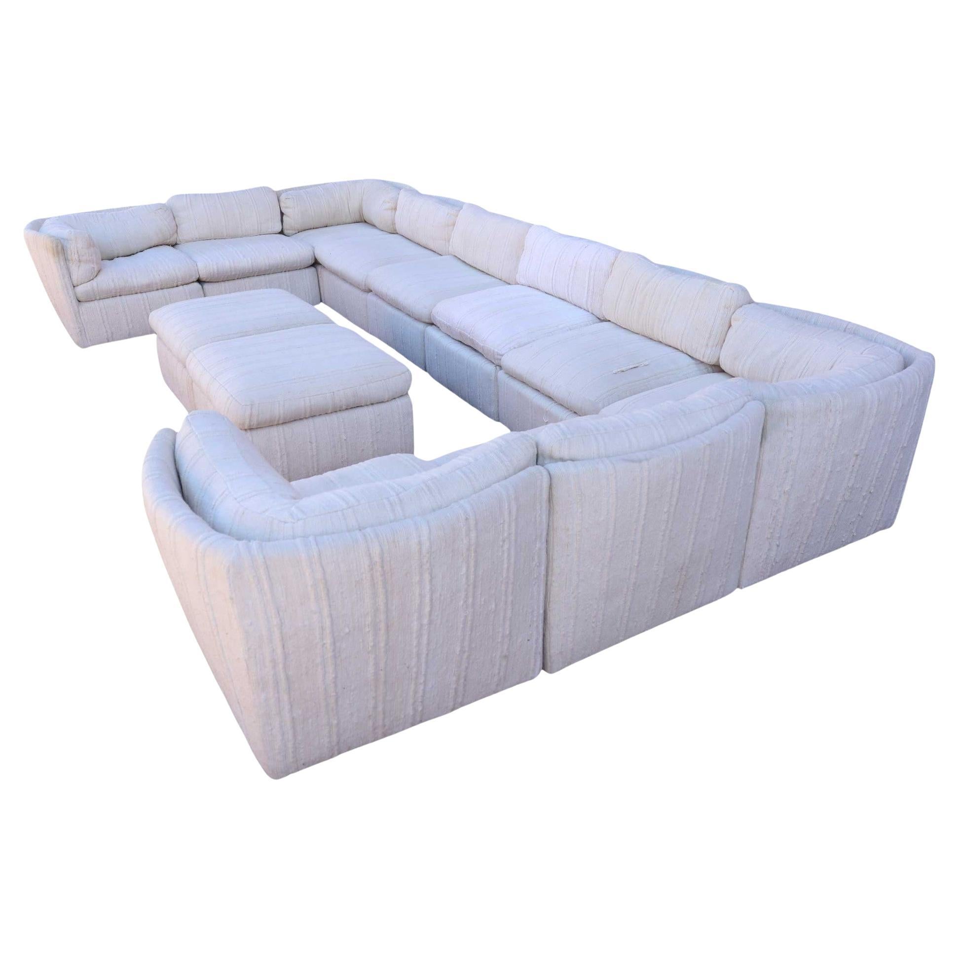 Milo Baughman Thayer Coggin 12 Piece Scallop Back Pit Sectional Sofa