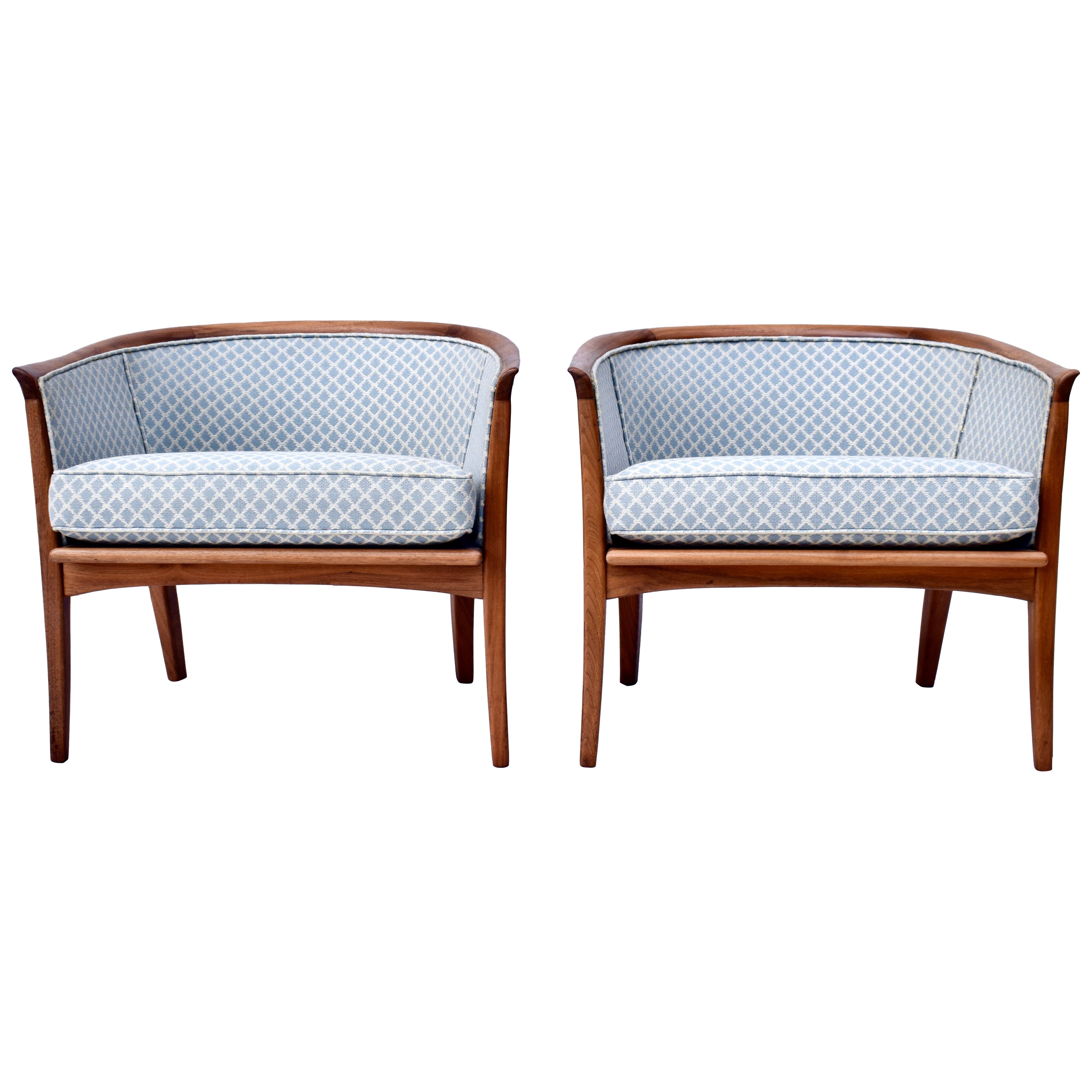 Milo Baughman Thayer Coggin Barrel Back Club Lounge Chairs