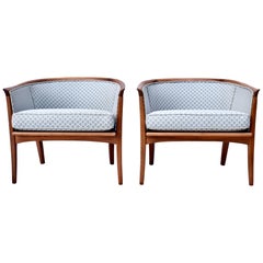 Milo Baughman Thayer Coggin Barrel Back Club Lounge Chairs