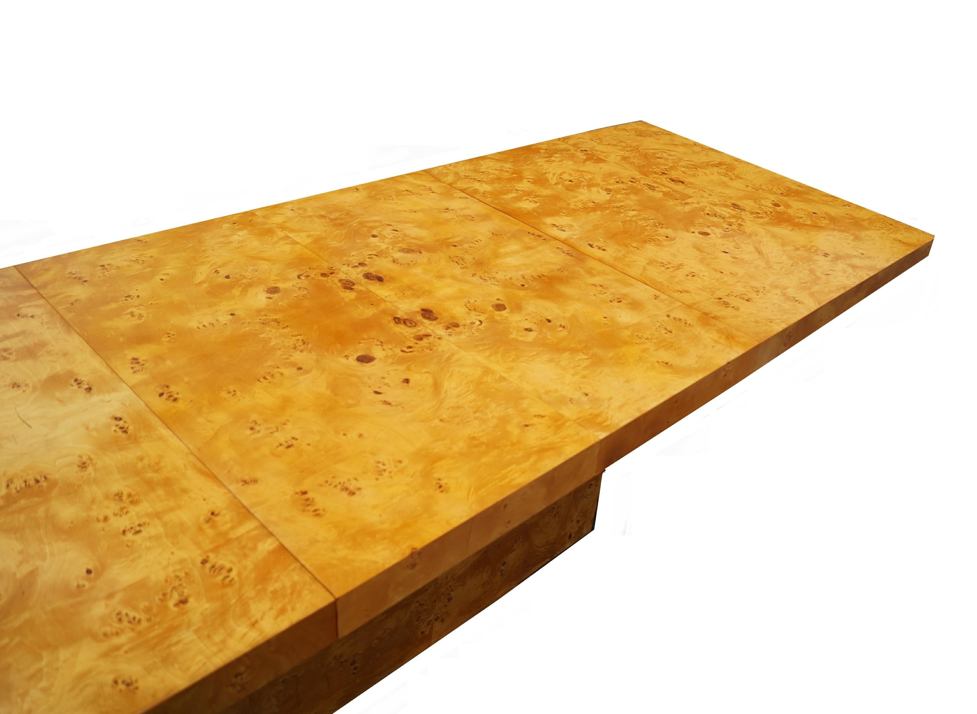 Late 20th Century Milo Baughman Thayer Coggin Burl Wood Dining Table with Leaves