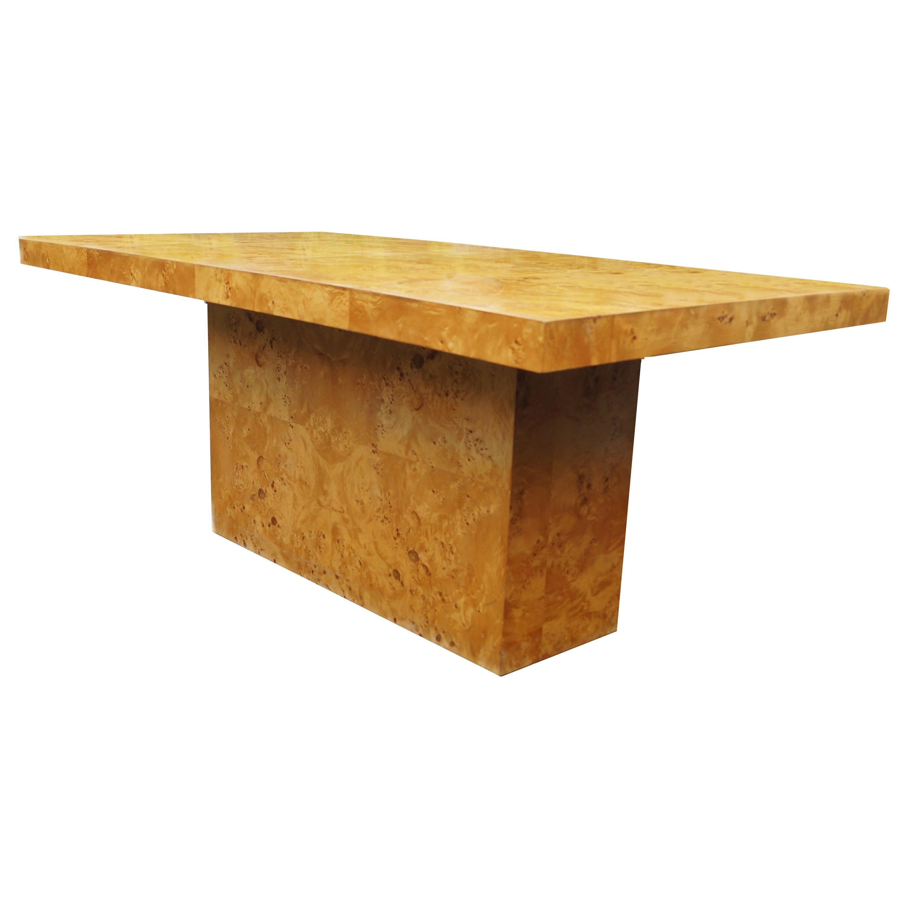 Milo Baughman Thayer Coggin Burl Wood Dining Table with Leaves