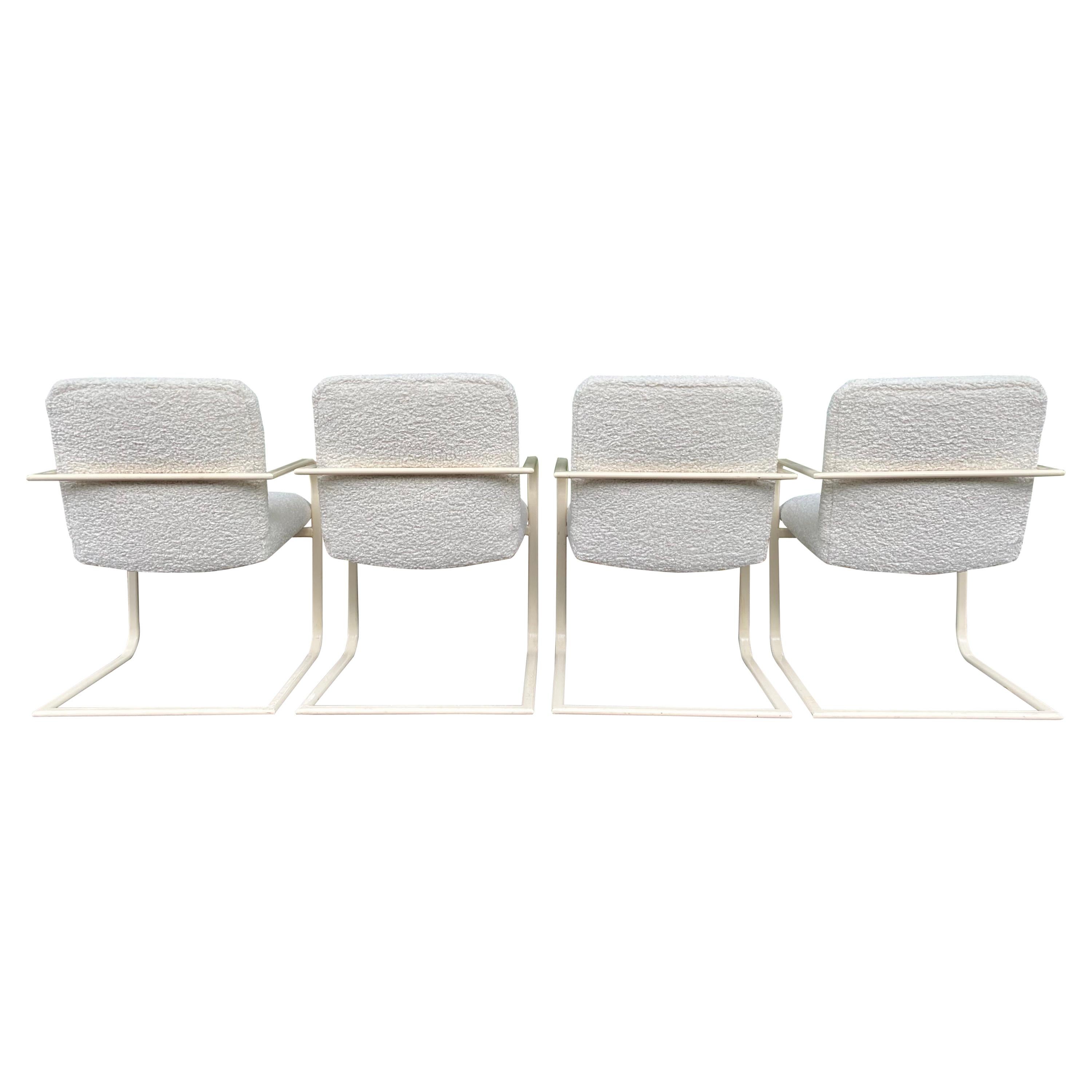 Milo Baughman Thayer Coggin Cantilever Dining Lounge Chairs Barbara Barry Boucle
