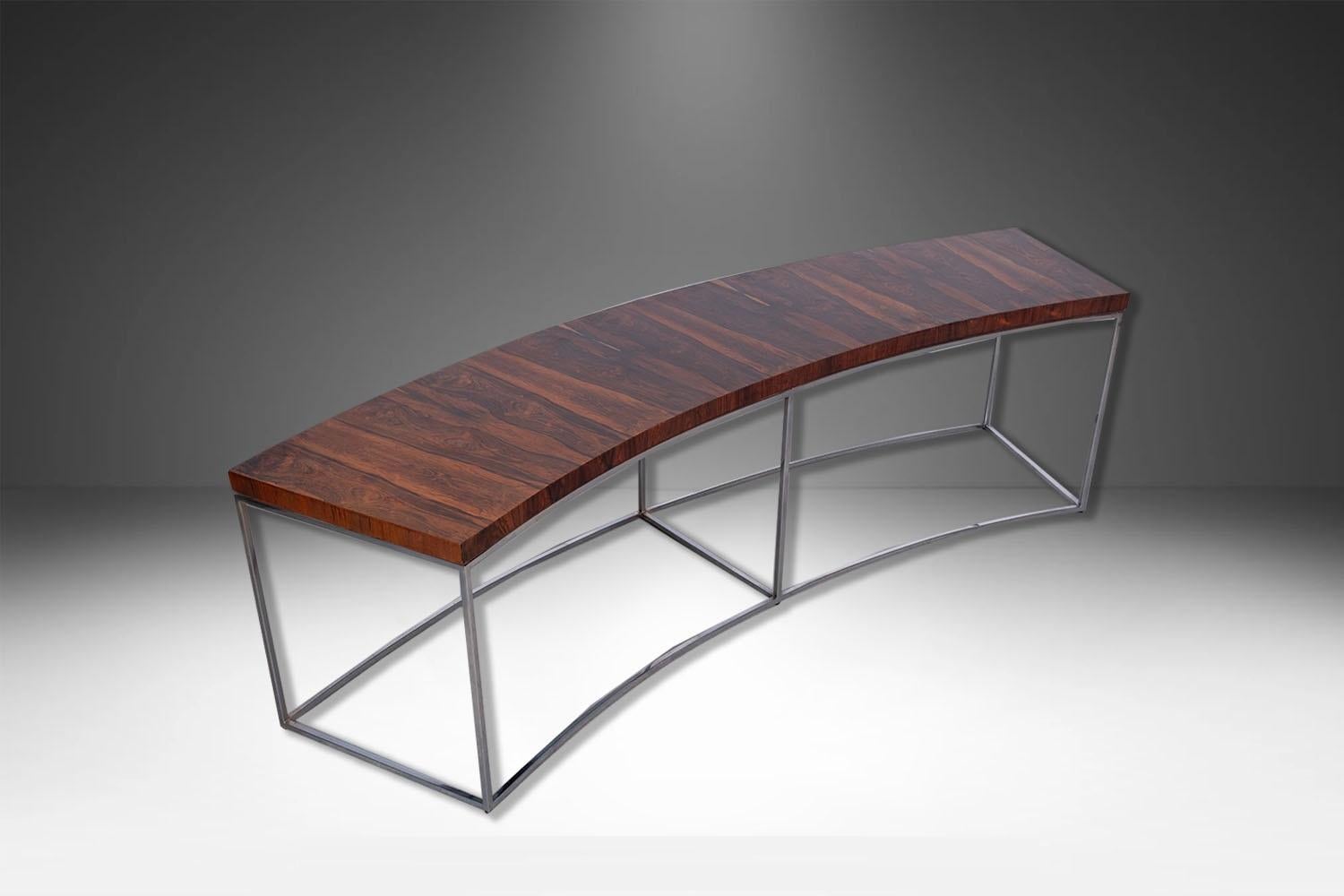 Scandinavian Modern Milo Baughman Thayer Coggin Curved Sofa Console Table Bench For Sale