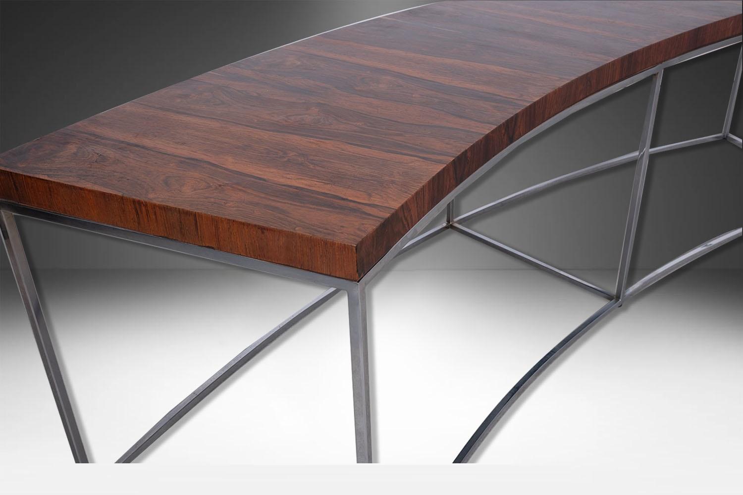 Veneer Milo Baughman Thayer Coggin Curved Sofa Console Table Bench For Sale