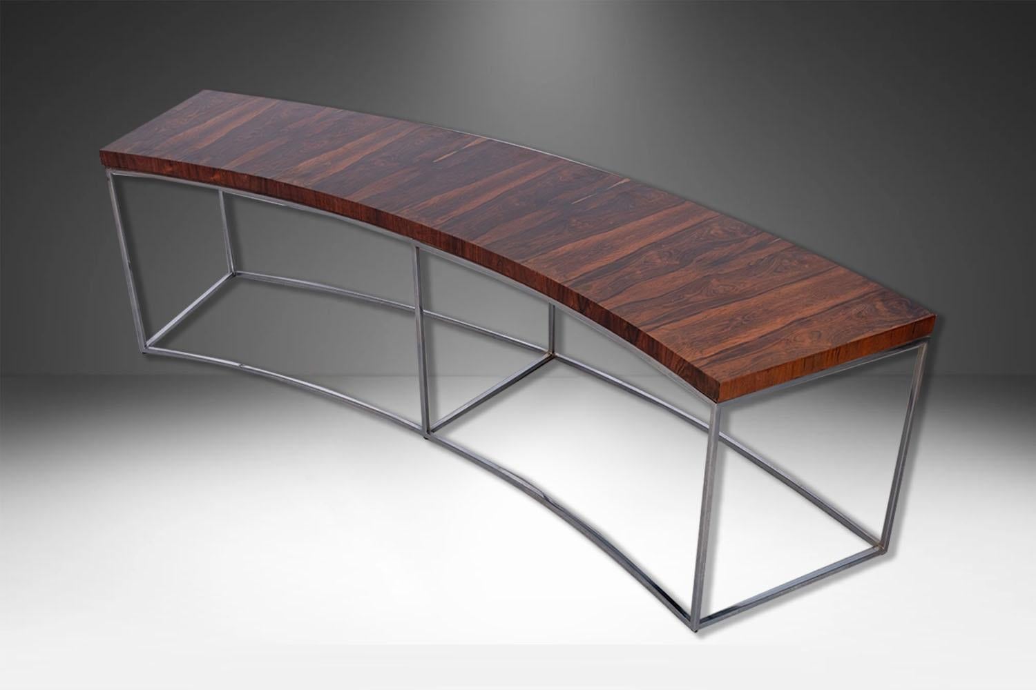 Milo Baughman Thayer Coggin Curved Sofa Console Table Bench In Fair Condition For Sale In Baltimore, MD