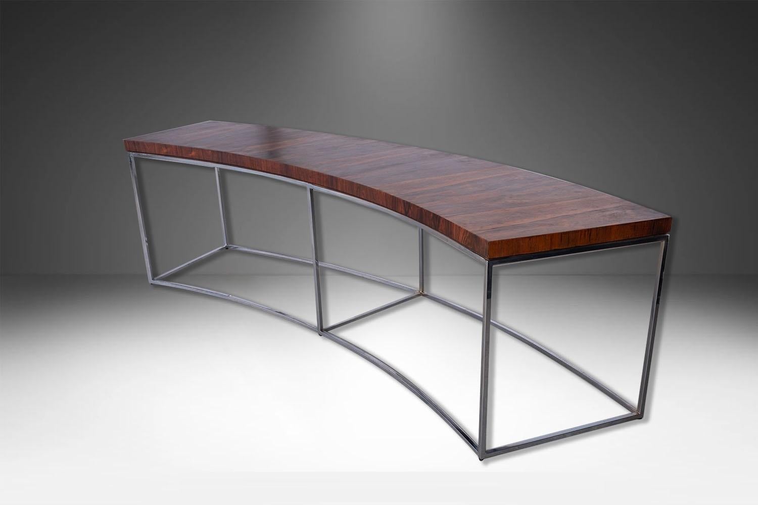 Late 20th Century Milo Baughman Thayer Coggin Curved Sofa Console Table Bench For Sale