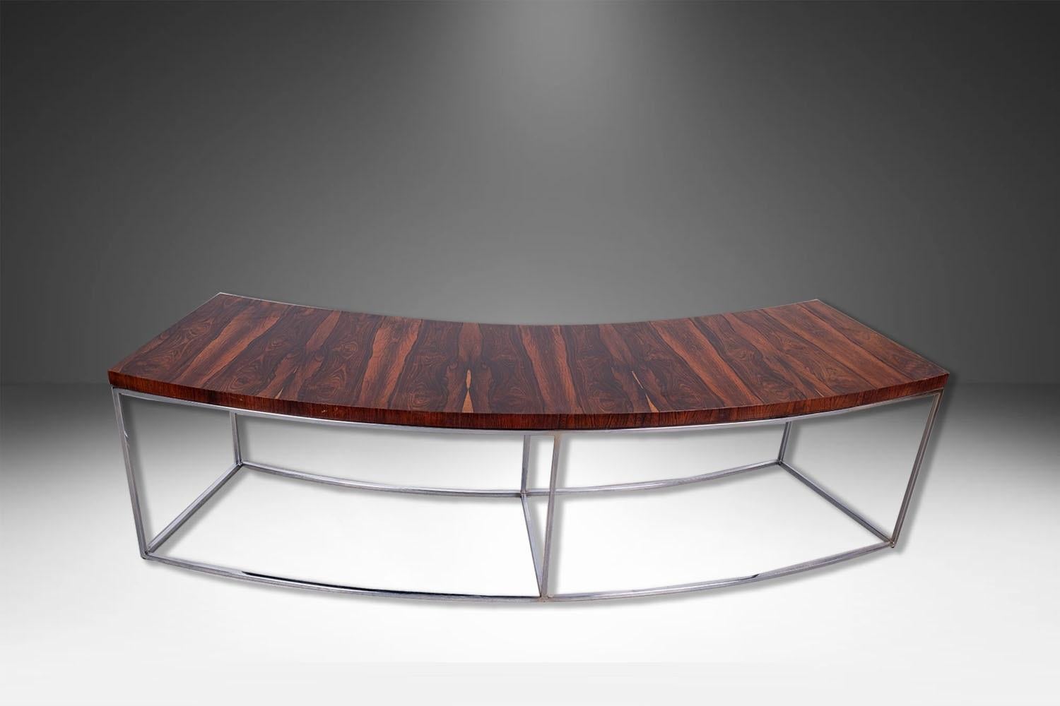Chrome Milo Baughman Thayer Coggin Curved Sofa Console Table Bench For Sale