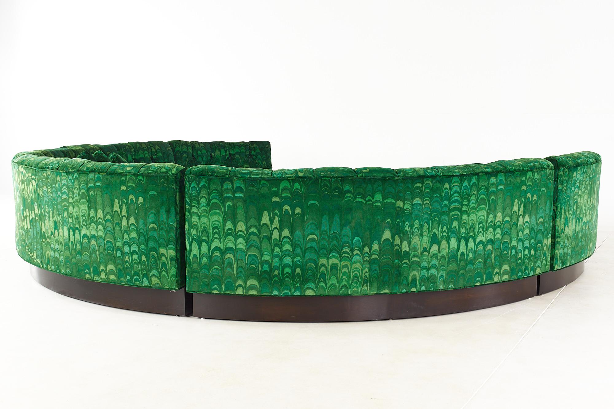 Upholstery Erwin Lambeth MCM Circular Sectional Pit Sofa Original Jack Lenor Larsen Fabric For Sale