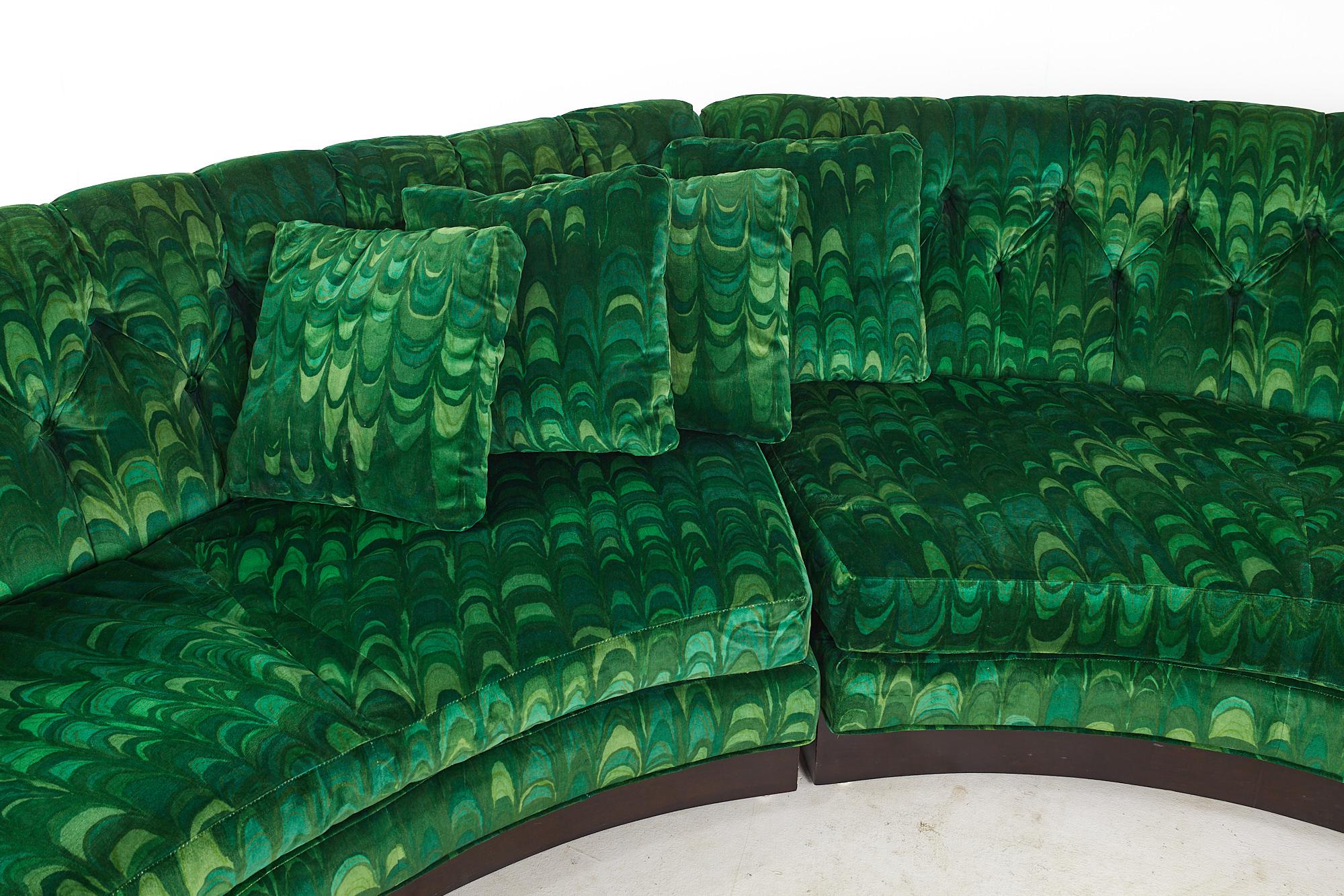 Mid-Century Modern Erwin Lambeth MCM Circular Sectional Pit Sofa Original Jack Lenor Larsen Fabric For Sale