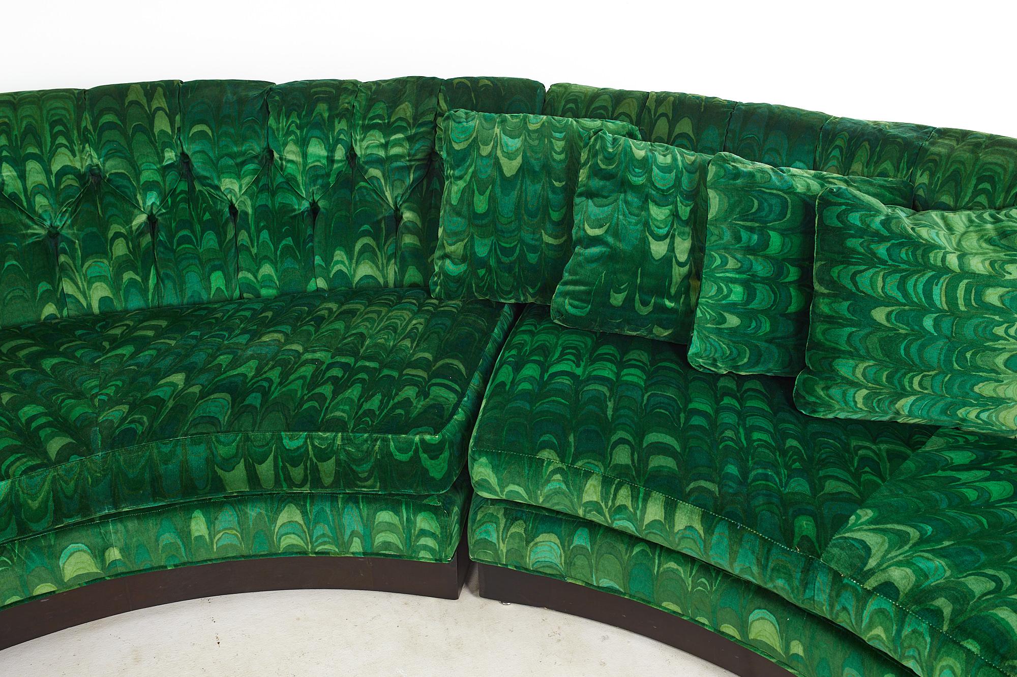 American Erwin Lambeth MCM Circular Sectional Pit Sofa Original Jack Lenor Larsen Fabric For Sale