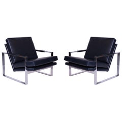Milo Baughman Thayer Coggin Leather Lounge Chairs