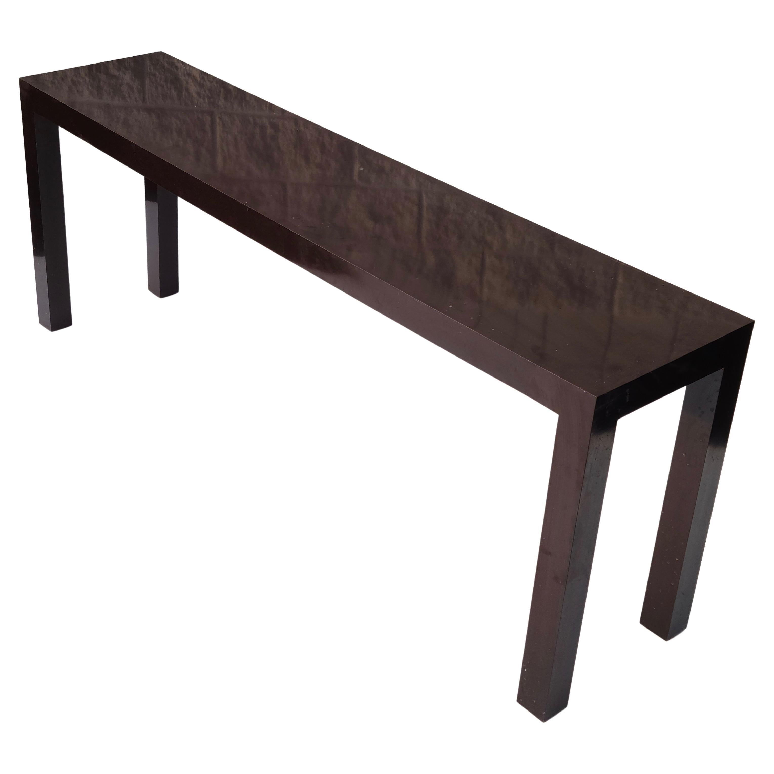 Please feel free to message for accurate shipping to your location.

Console table designed by Milo Baughman for Thayer Coggin. Plastic applique' with deep brown color.