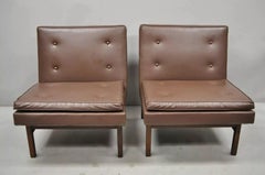 Milo Baughman Thayer Coggin Mid Century Modern Brown Teak Lounge Chairs - a Pair