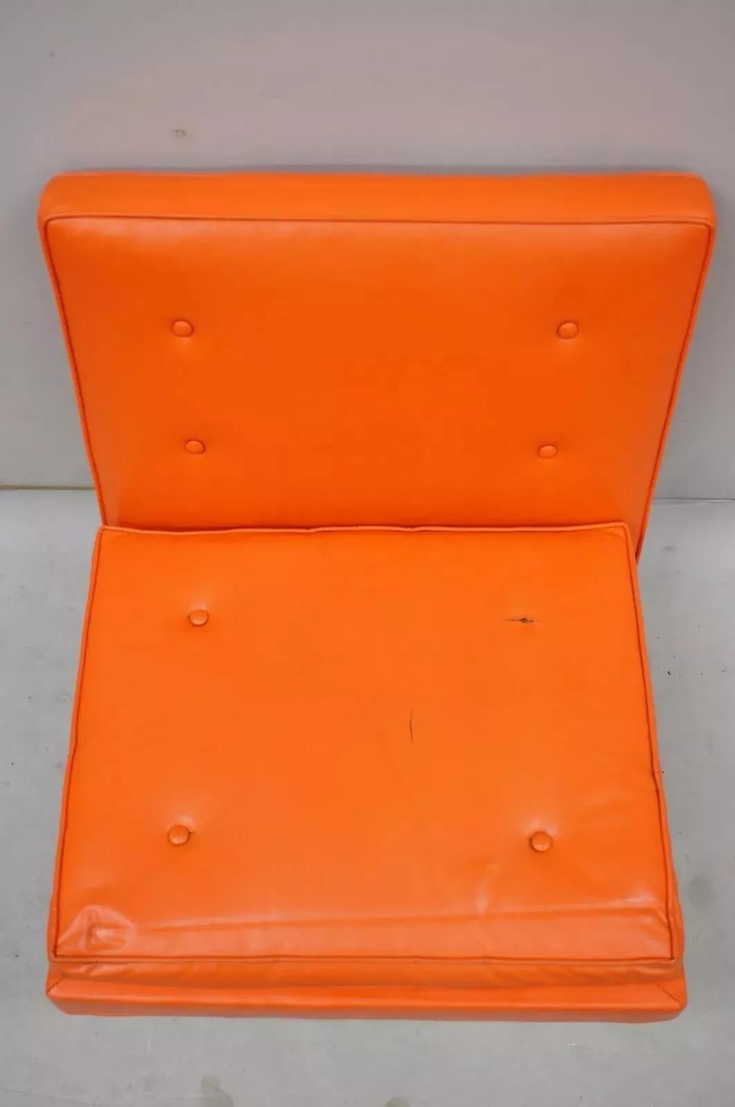 Mid-Century Modern Milo Baughman Thayer Coggin Mid Century Modern Orange Teak & Vinyl Lounge Chair For Sale