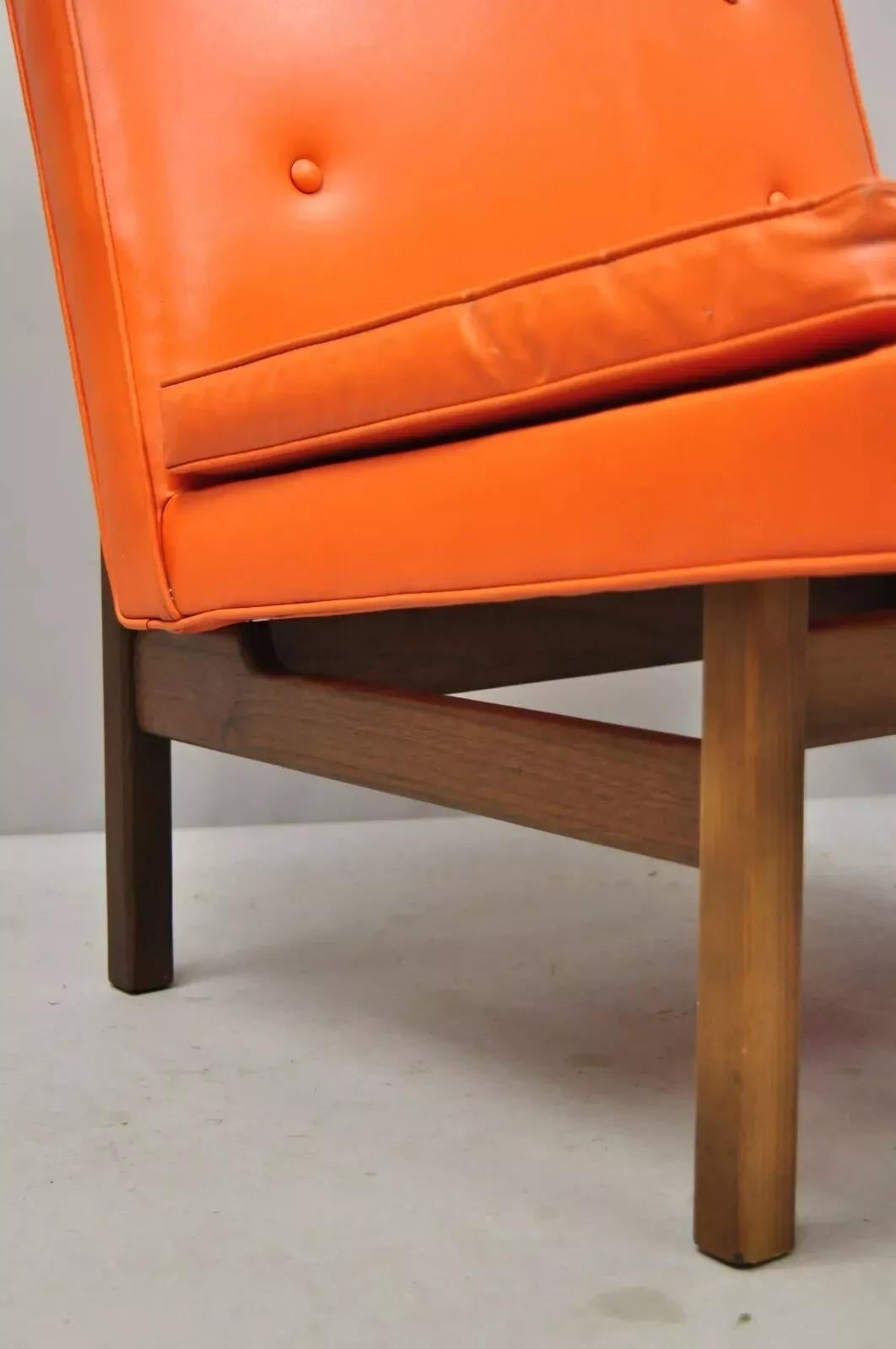 Unknown Milo Baughman Thayer Coggin Mid Century Modern Orange Teak & Vinyl Lounge Chair For Sale