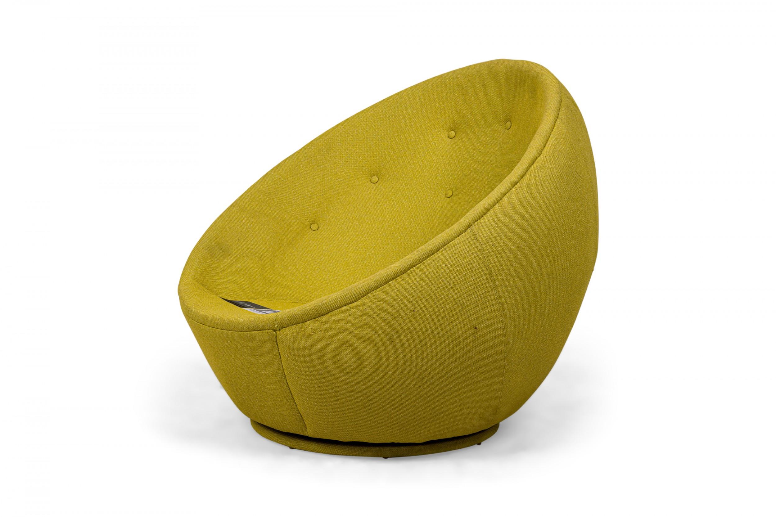 Upholstery Milo Baughman Thayer Coggin Mid-Century 'Orange Slice' Form Yellow Lounge Chair