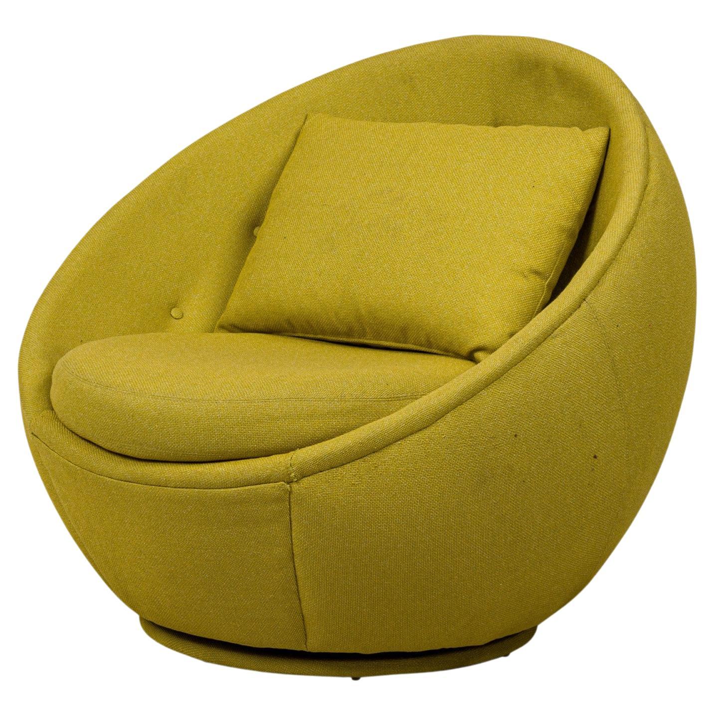Milo Baughman Thayer Coggin Mid-Century 'Orange Slice' Form Yellow Lounge Chair
