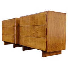 Milo Baughman Thayer Coggin Pair Dressers or Nightstands Birdseye Maple, 1970s
