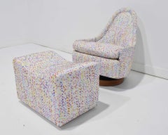Milo Baughman Thayer Coggin Petite Teardrop Swivel Lounge Chair with Ottoman