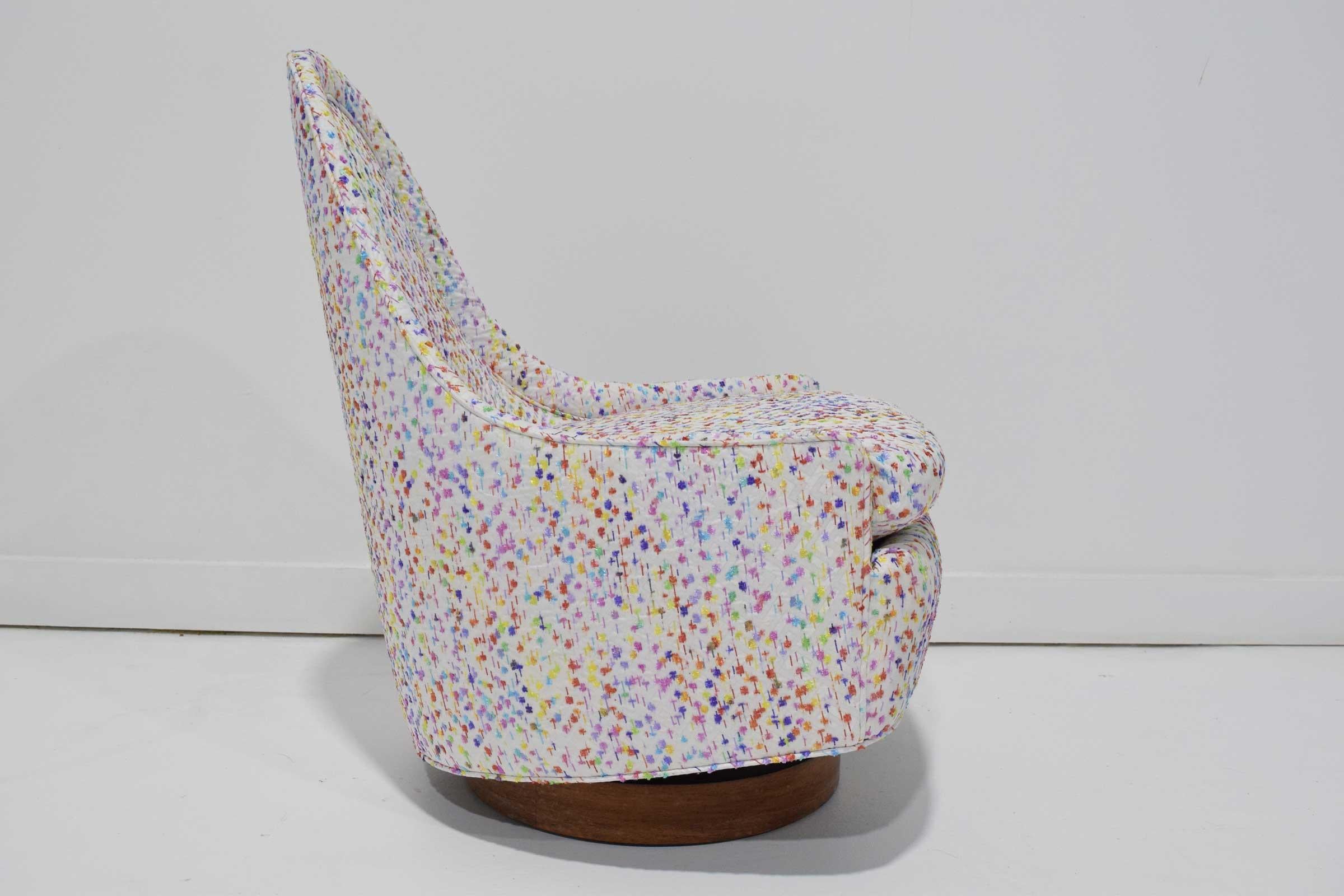 Mid-Century Modern Milo Baughman Thayer Coggin Petite Teardrop Swivel Lounge Chair with Ottoman