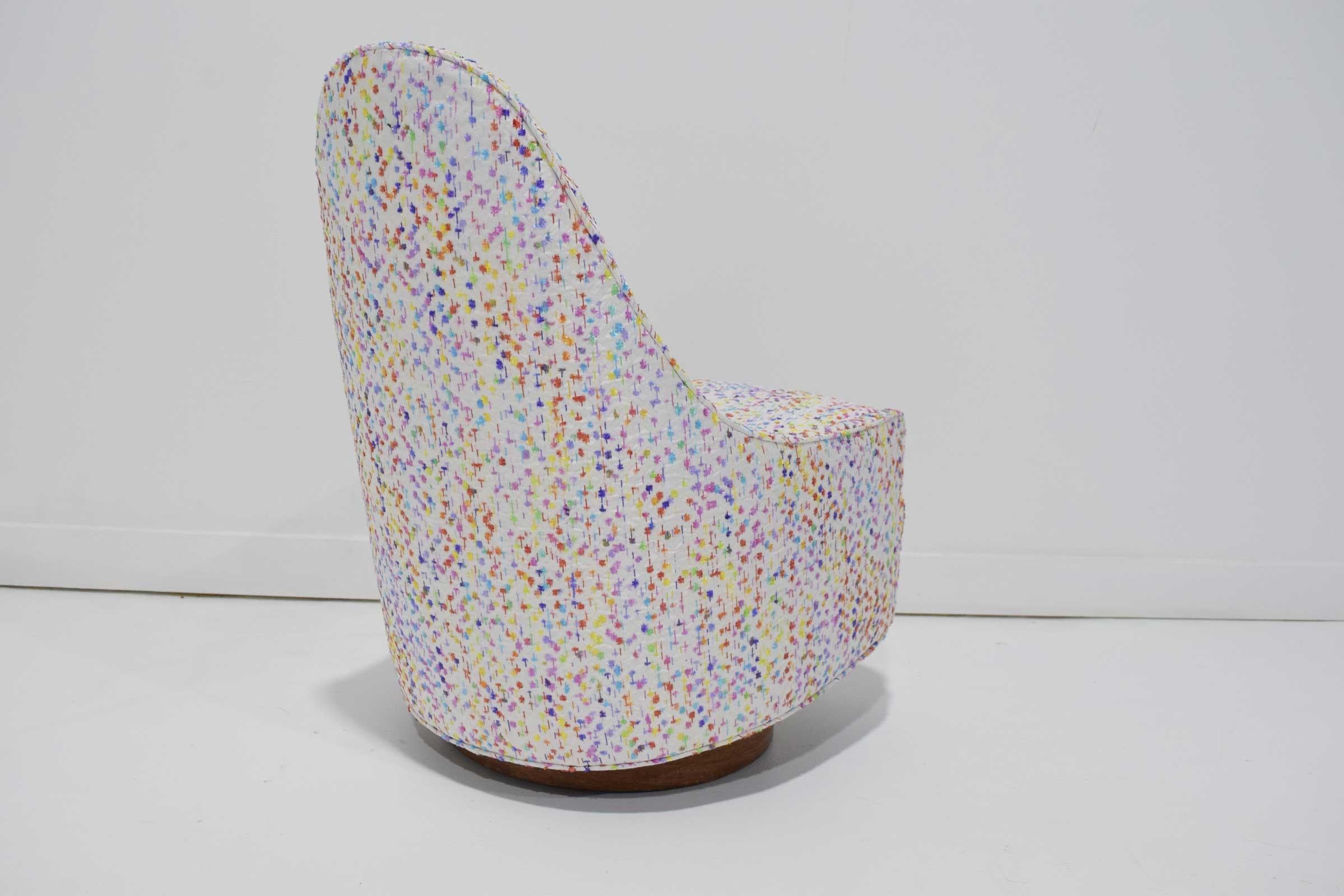 North American Milo Baughman Thayer Coggin Petite Teardrop Swivel Lounge Chair with Ottoman