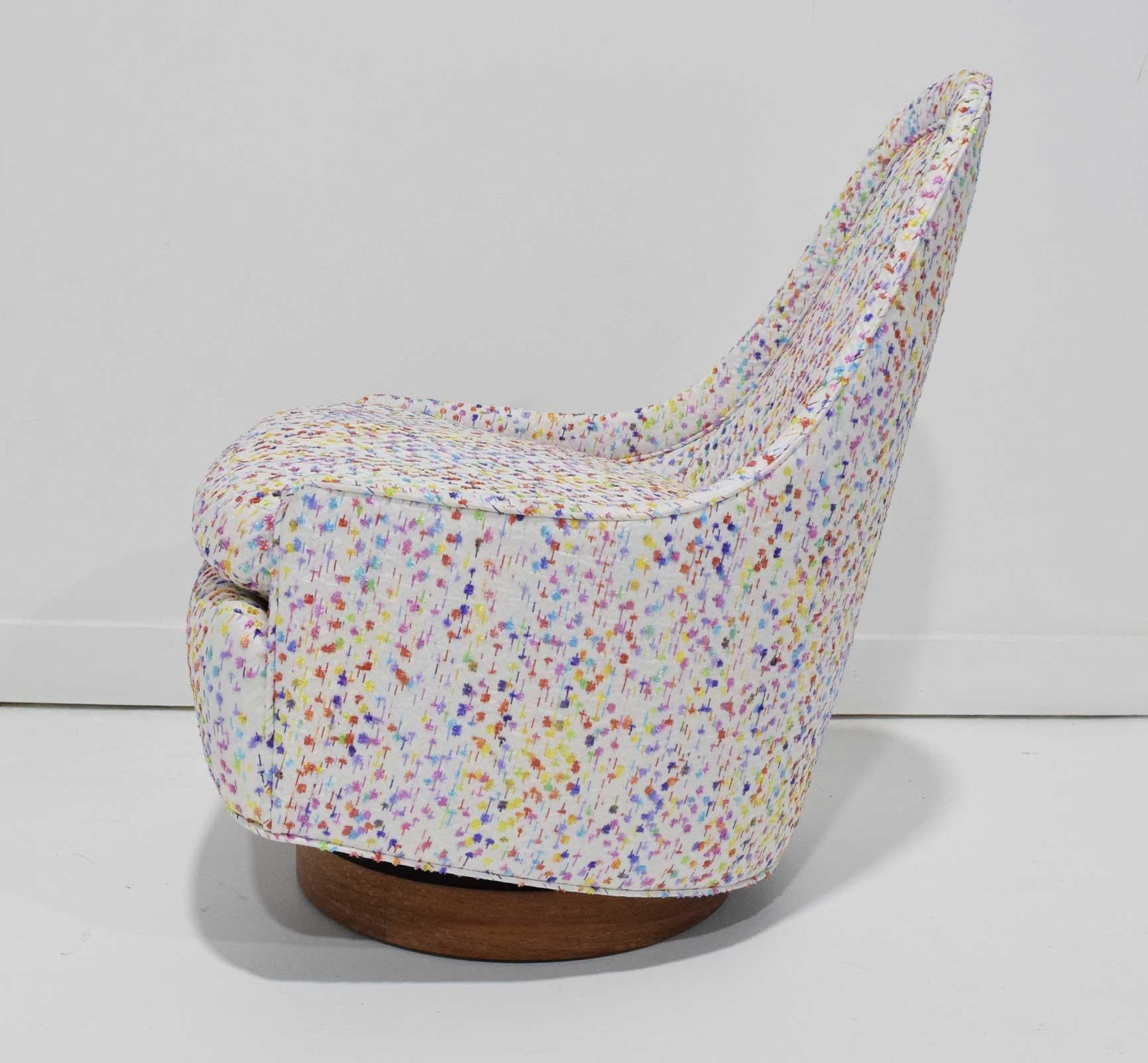 20th Century Milo Baughman Thayer Coggin Petite Teardrop Swivel Lounge Chair with Ottoman