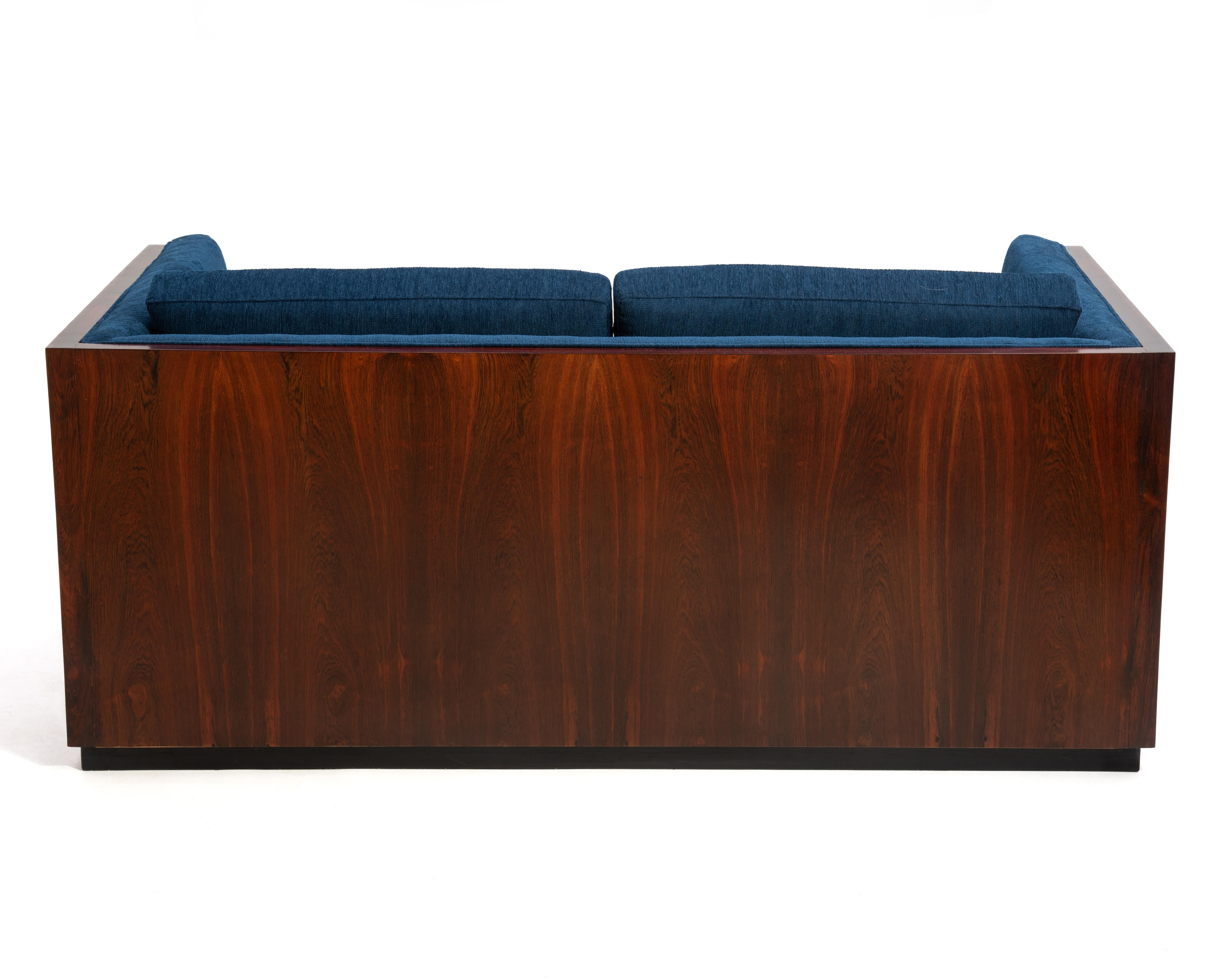 Textile Milo Baughman Thayer Coggin Rosewood Case Sofa Settee Two Seat 1960s Knoll For Sale