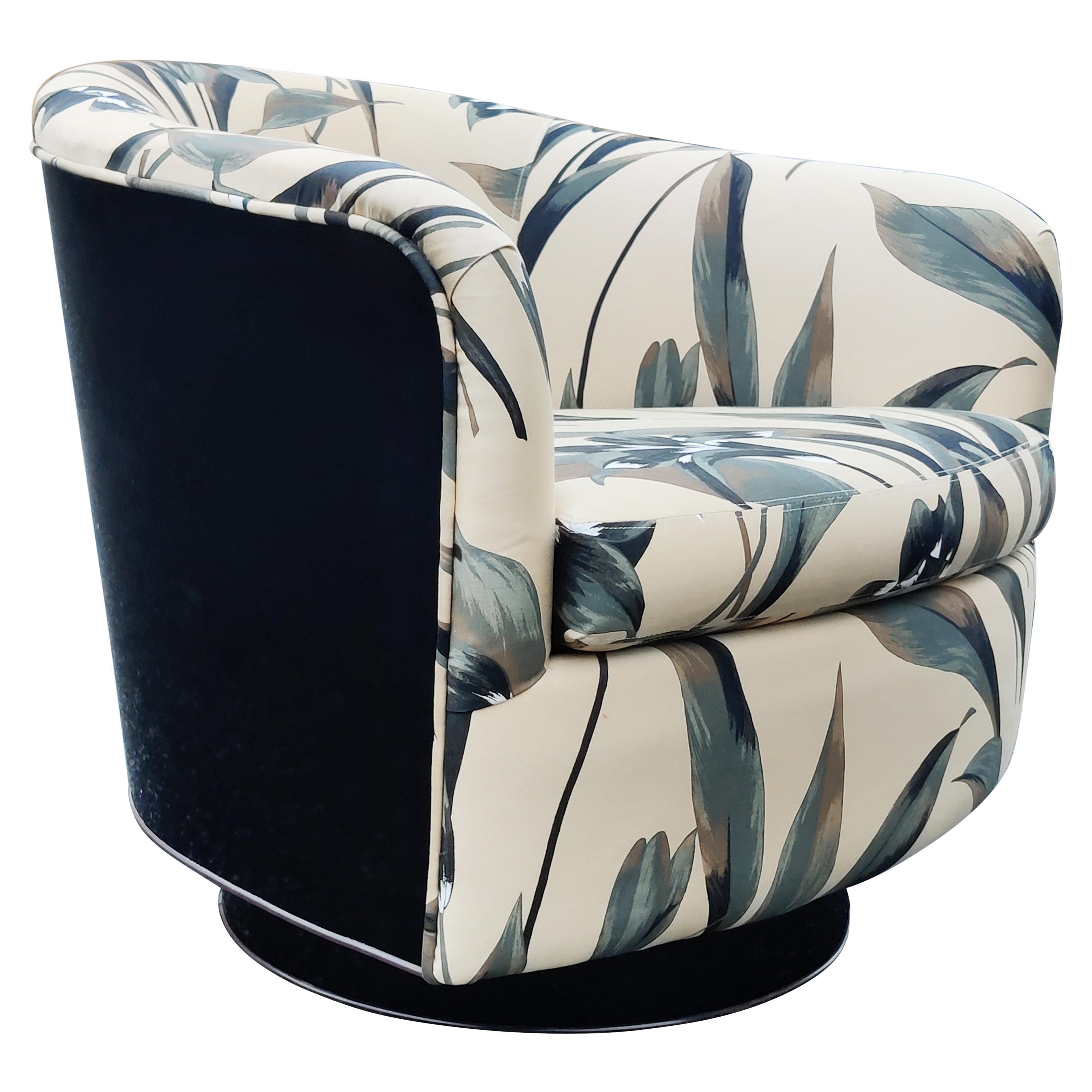Milo Baughman - Thayer Coggin Swivel Barrel Lounge Chair Glossy Black Laminate