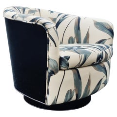 Milo Baughman - Thayer Coggin Swivel Barrel Lounge Chair Glossy Black Laminate