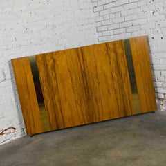 Milo Baughman Thayer Coggin Vintage Modern Queen Rosewood Brass Plate Headboard