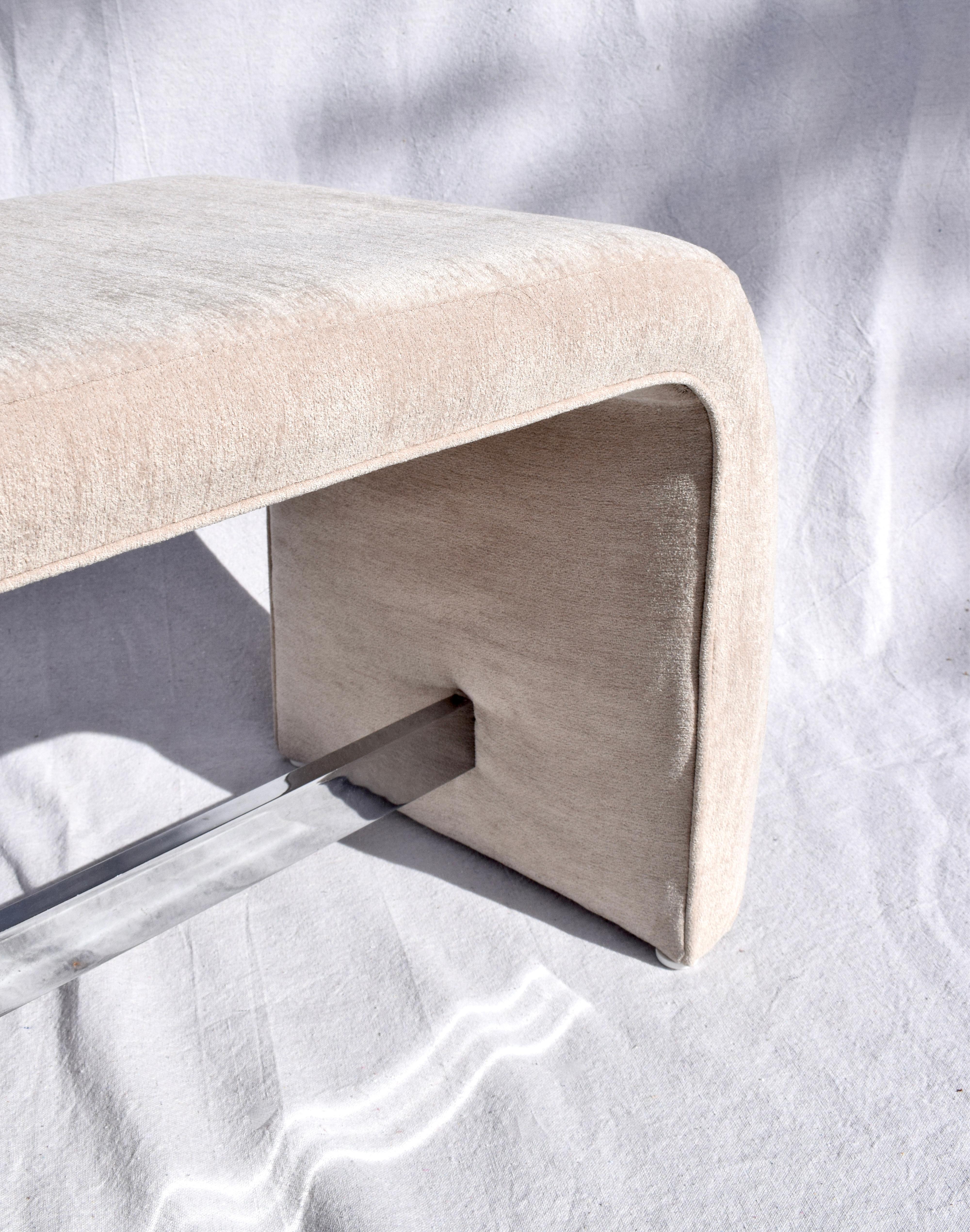 Velvet Milo Baughman Thayer Coggin Waterfall Bench For Sale