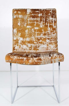 Milo Baughman Thin Frame Chrome Dining Chair in Gold Metallic, by Pairs up to 12