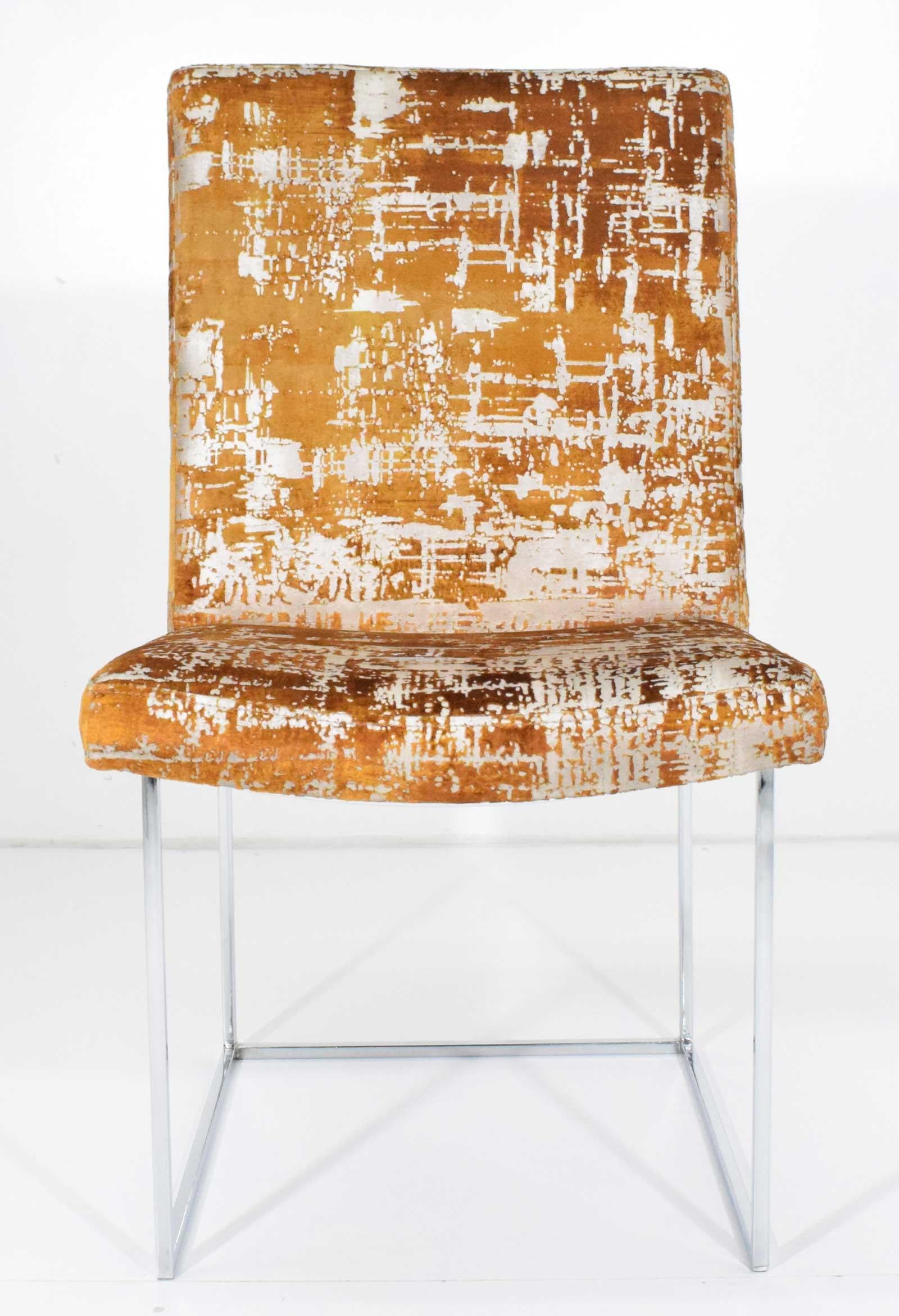 Milo Baughman Thin Frame Chrome Dining Chair in Gold Metallic:: von Paaren bis zu 12 (Nordamerikanisch) im Angebot
