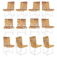 Milo Baughman Thin Frame Chrome Dining Chair in Gold Metallic, by Pairs up to 12