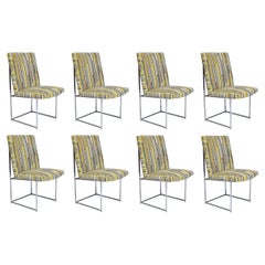 Chaises de salle à manger Milo Baughman à cadre mince en velours taillé Maharam