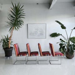 Milo Baughman Thin-Frame Dining Chairs, Set of 4 Upholstered in Missoni Home