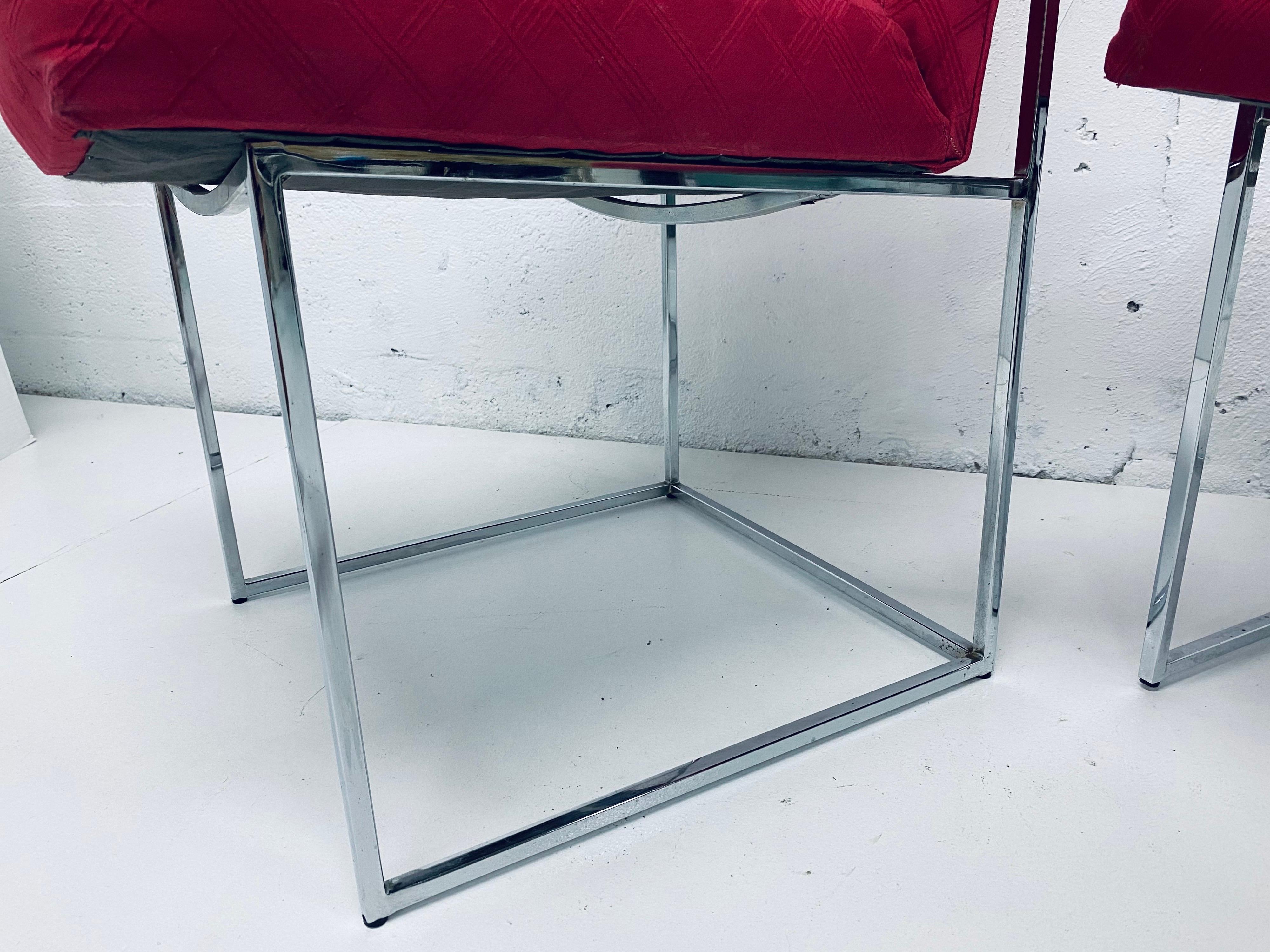 Milo Baughman Thin-Line Chrome Dining Chairs for Thayer Coggin, a Pair 3