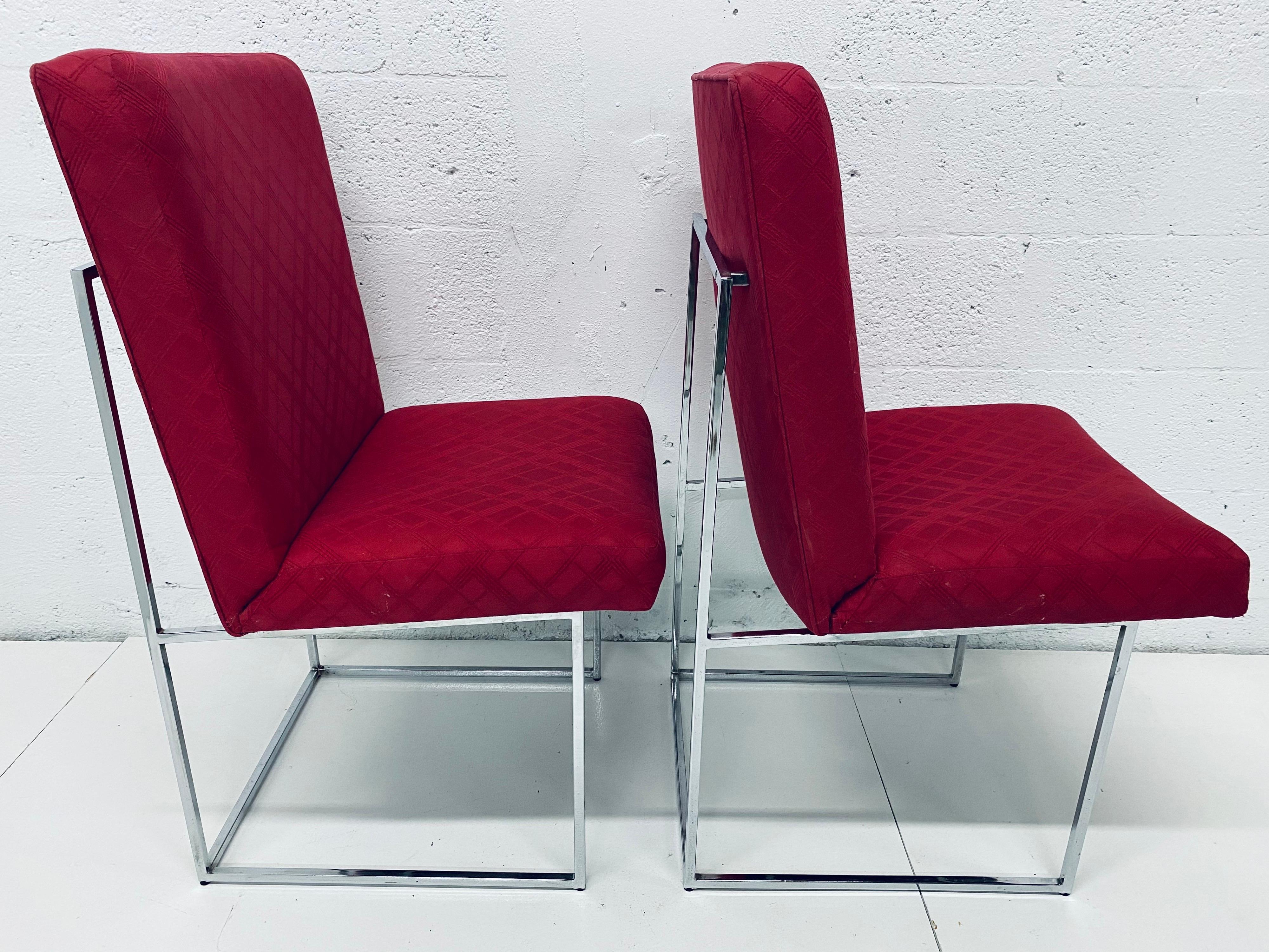 Milo Baughman Thin-Line Chrome Dining Chairs for Thayer Coggin, a Pair In Good Condition In Miami, FL