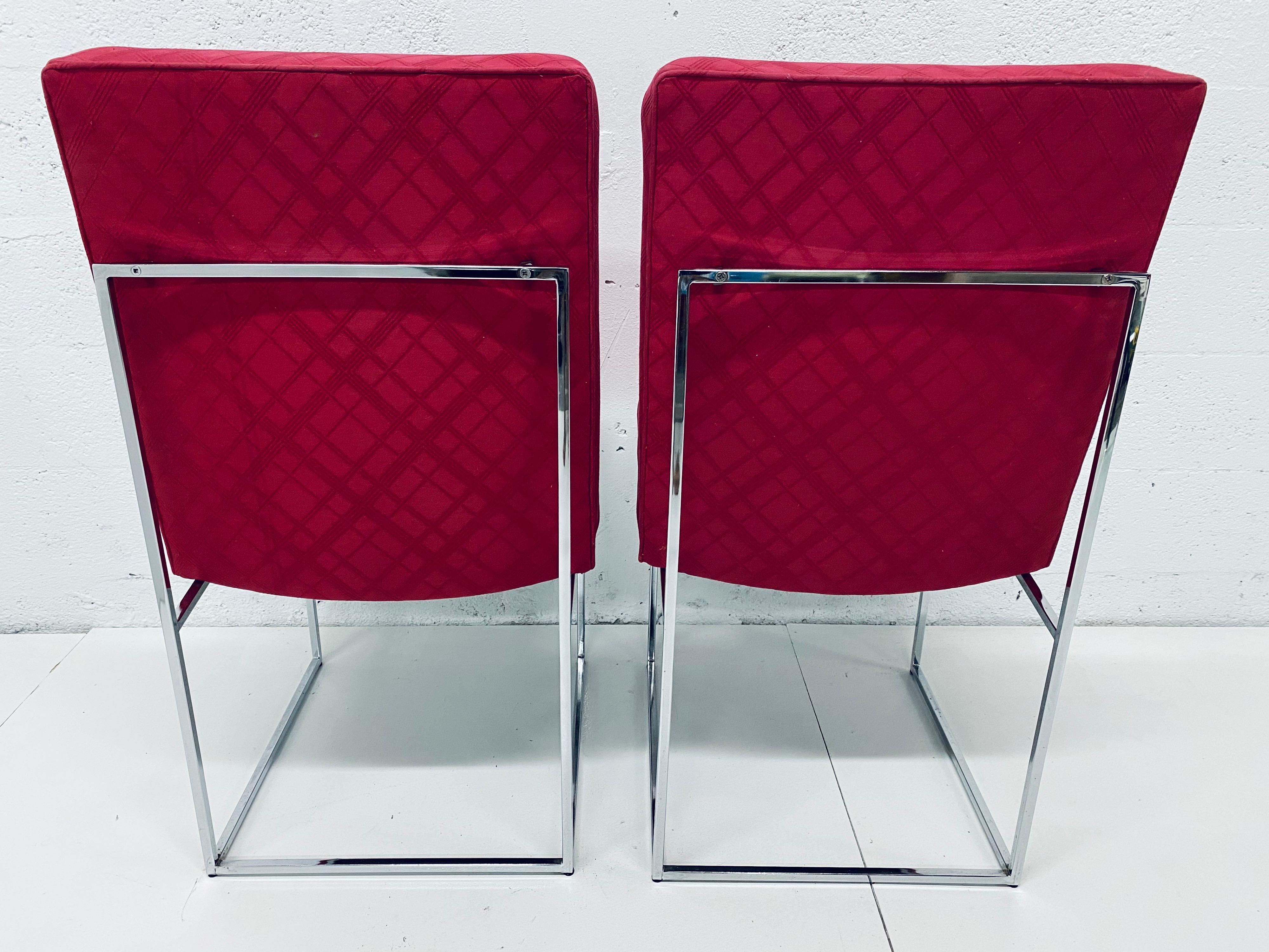 Late 20th Century Milo Baughman Thin-Line Chrome Dining Chairs for Thayer Coggin, a Pair